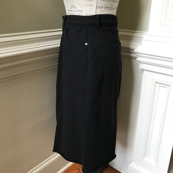 DL1961 Alma Midi Skirt Womens 30 Black French Terry High Rise Cotton Ultra Soft - Picture 11 of 14